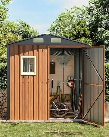 Lockable Metal Garden Shed with Window