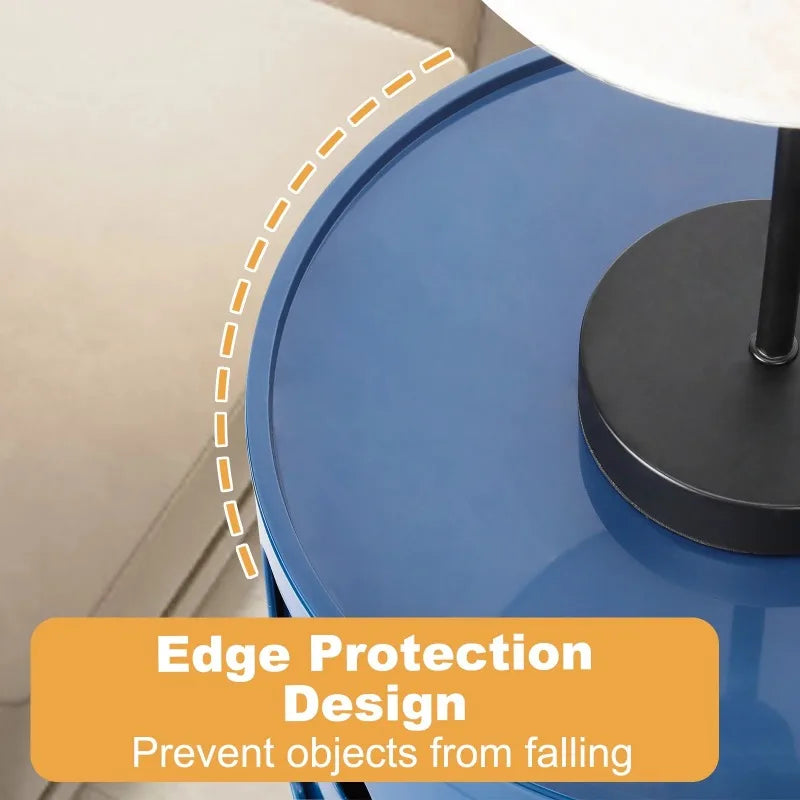 Round Bedside Nightstand Storage Unit