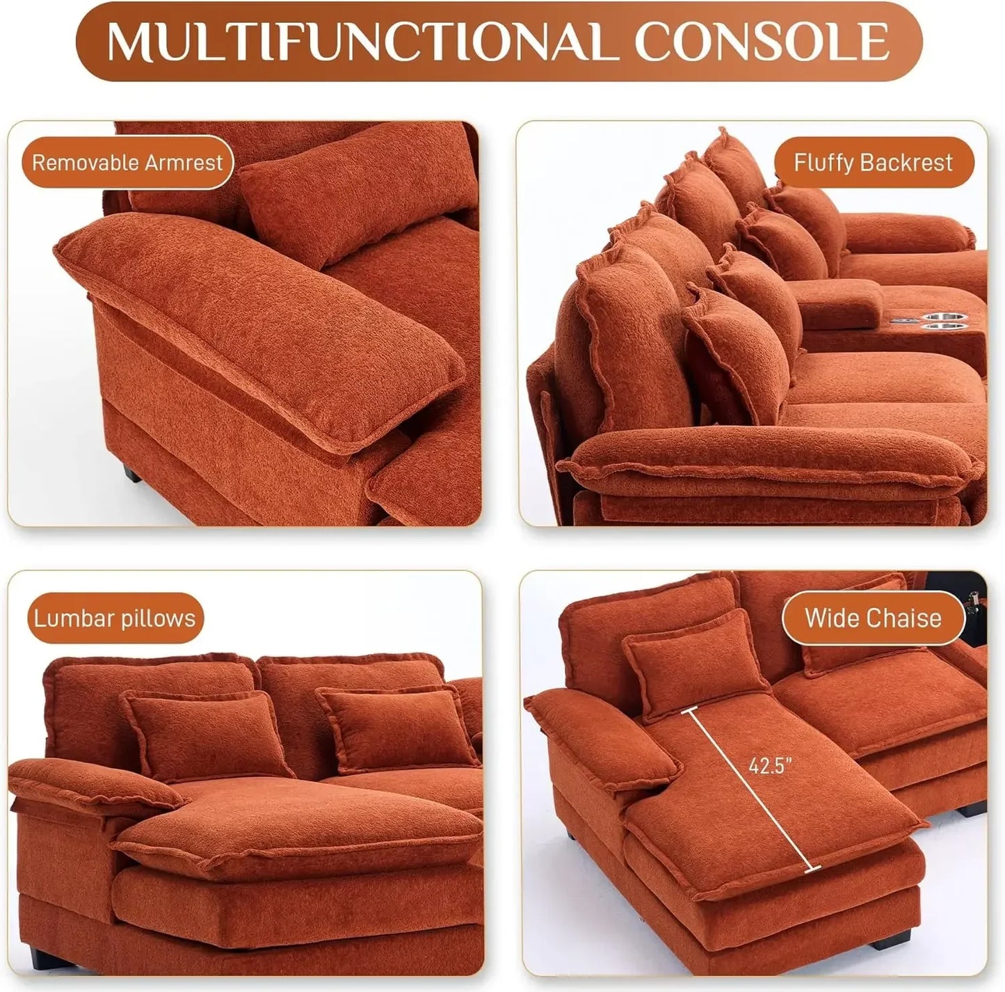 Modern Upholstered Large Modular Sofa
