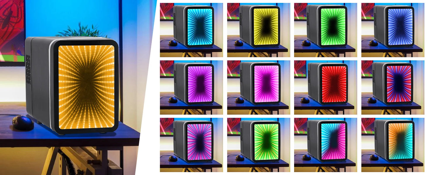iceBlue 13 Display Mode Dimmable LED Light Mirror Mini Fridge