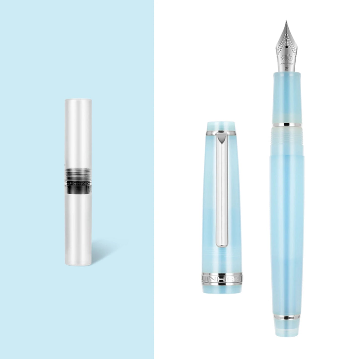 Fountain Pen Silver clip Acrylic Barrel Fine Nib
