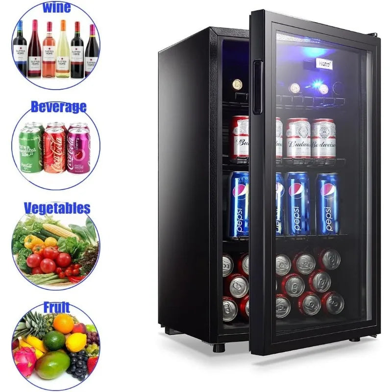 Small Beverage Refrigerator with 7 Thermostat LED Lights