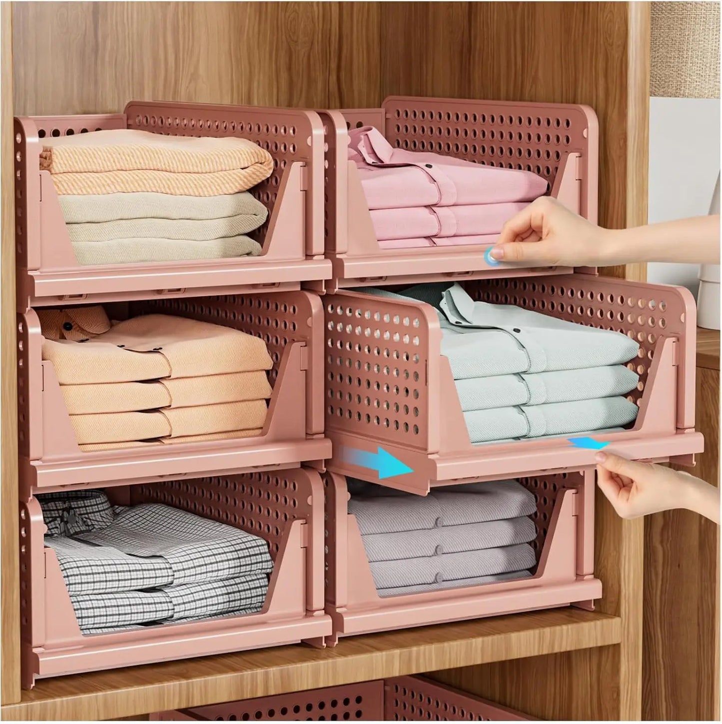 Stackable Closet Storage Basket Multifunctional & Foldable Closet Organizer