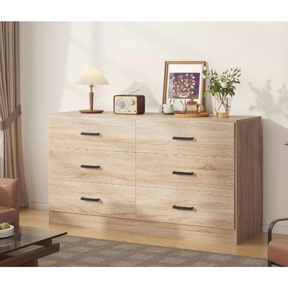 Modern Double Dresser with Large Storage Organizer