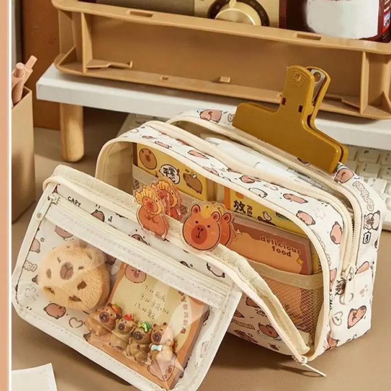 Cute Pencil Case Portable 9-Compartment Stationery