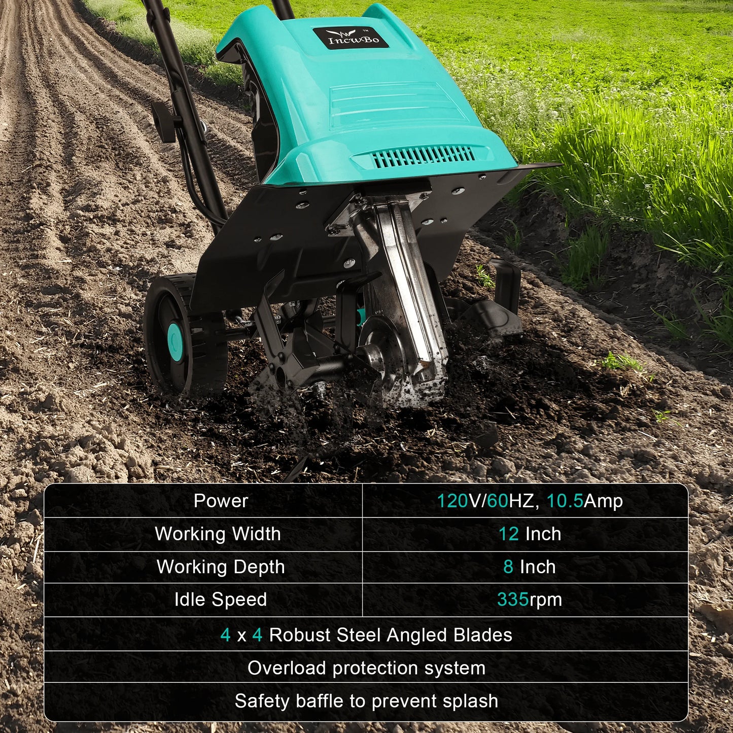 Garden Electric Rototiller Cultivator for the Yard