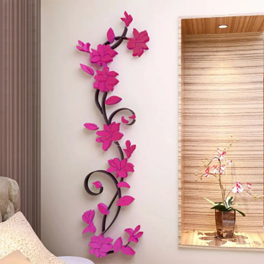 Home Bedroom Decoration Art Vinyl Vase Flower Tree Decal Mural