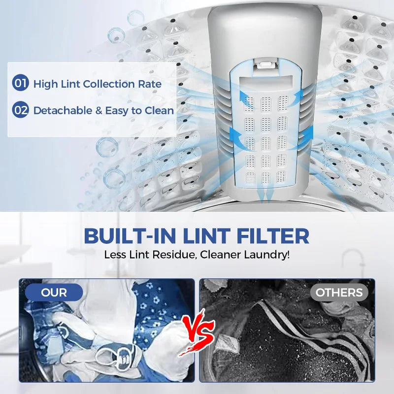 Portable Washing Machine & Dryer Combo with Drain Pump