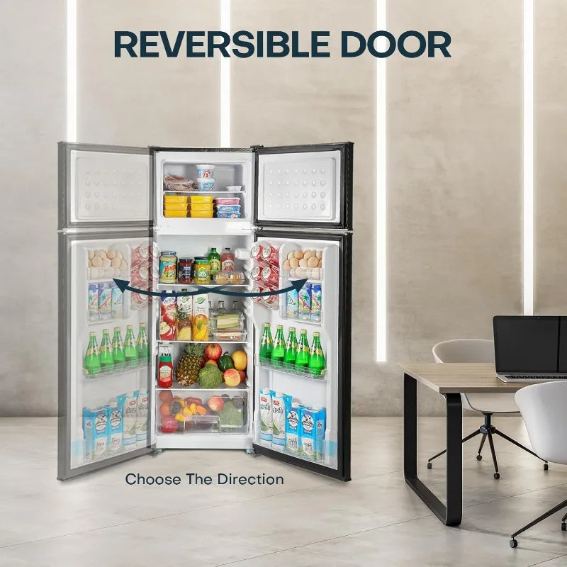 Refrigerator with Freezer a Double Door Fridge and Adjustable Thermostat