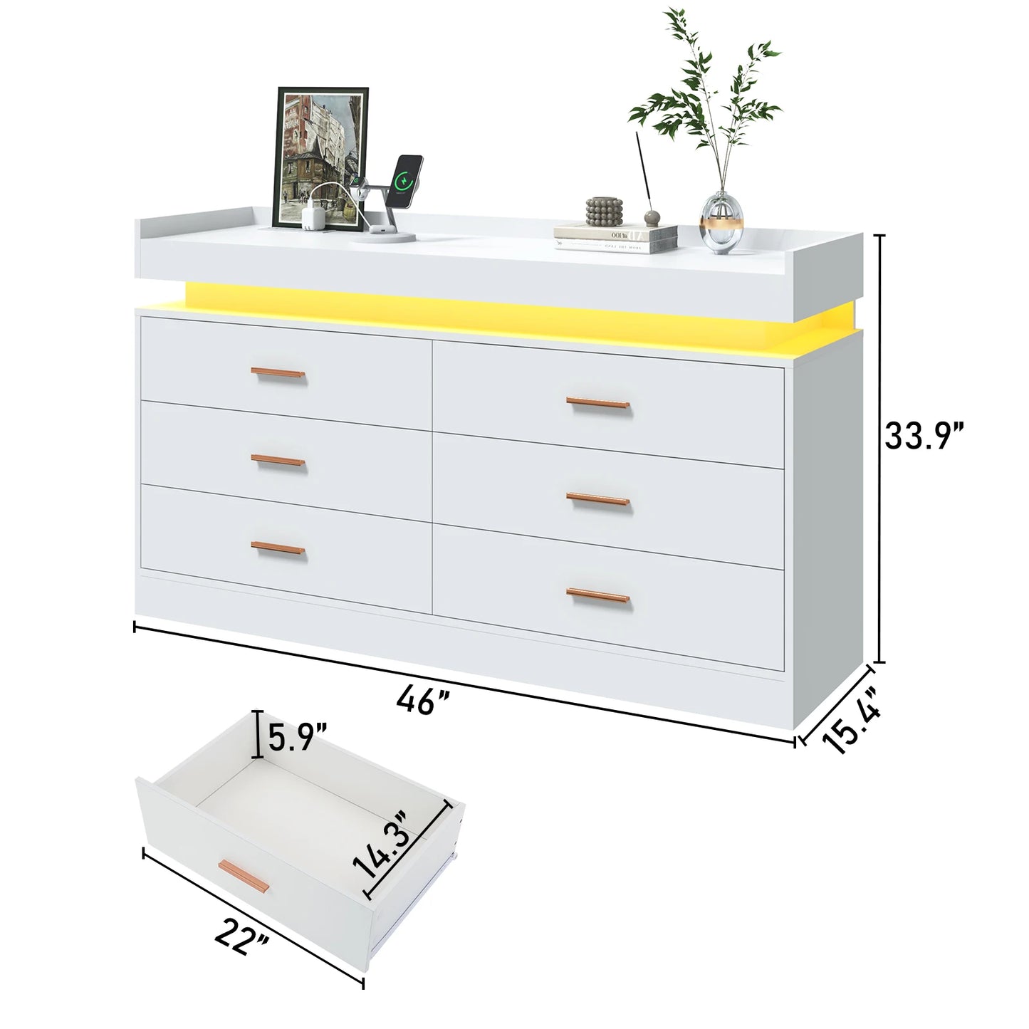 Modern Chest Drawers with LED Light for the Bedroom