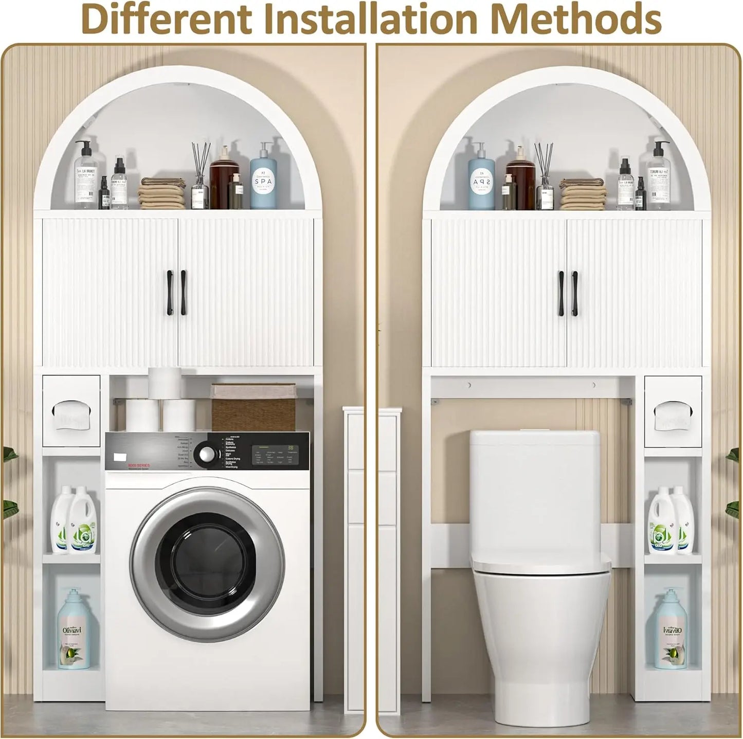 Arched Storage Organizer Cabinet with Anti-Tip Device