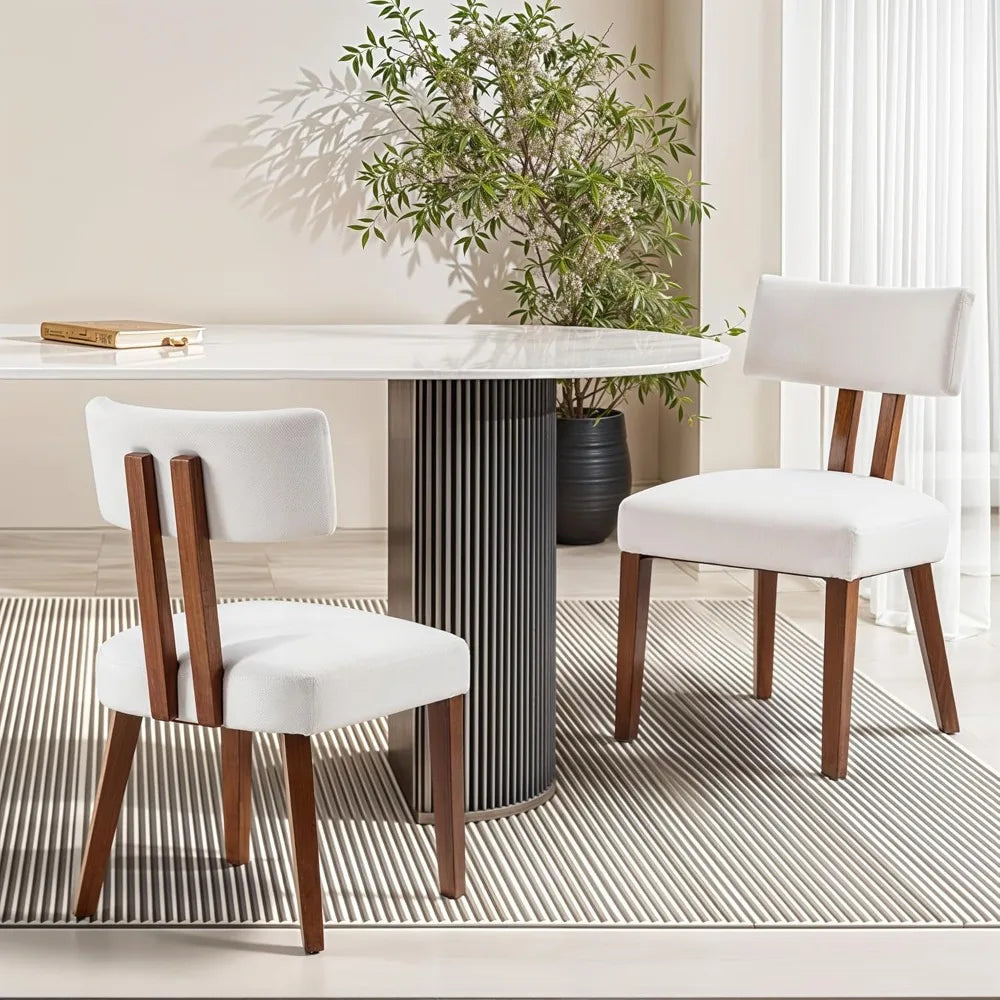 Mid Century Modern Dining Chairs Set with Curved Backrest