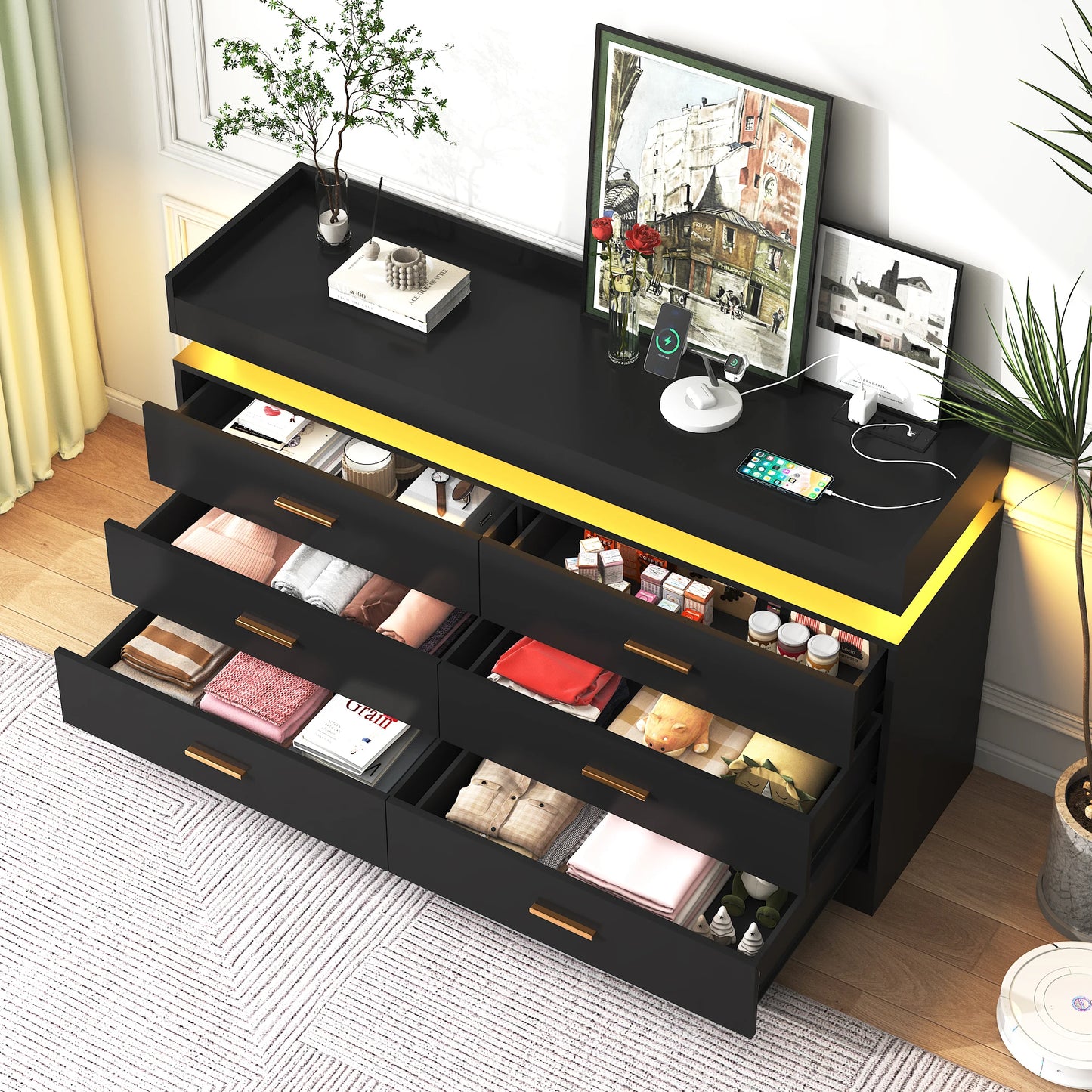 Modern Chest Drawers with LED Light for the Bedroom