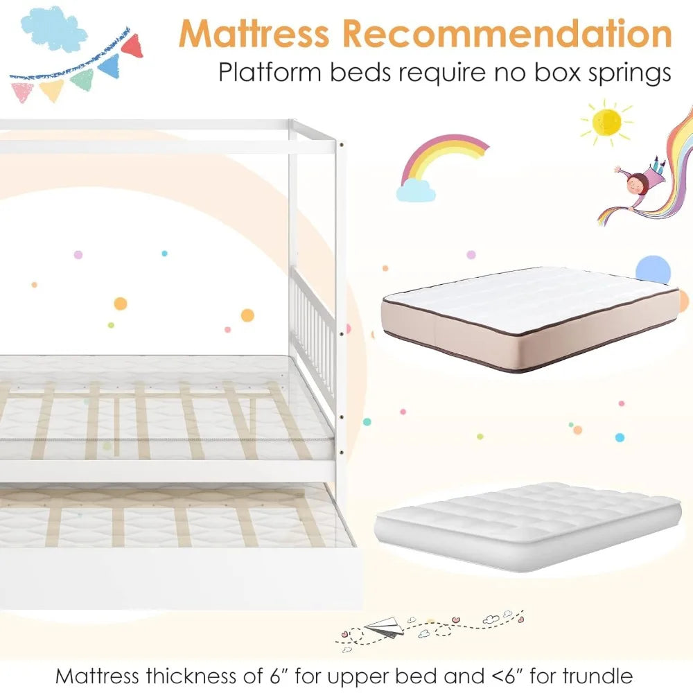 Full Size Kids Solid Wood Platform Bed