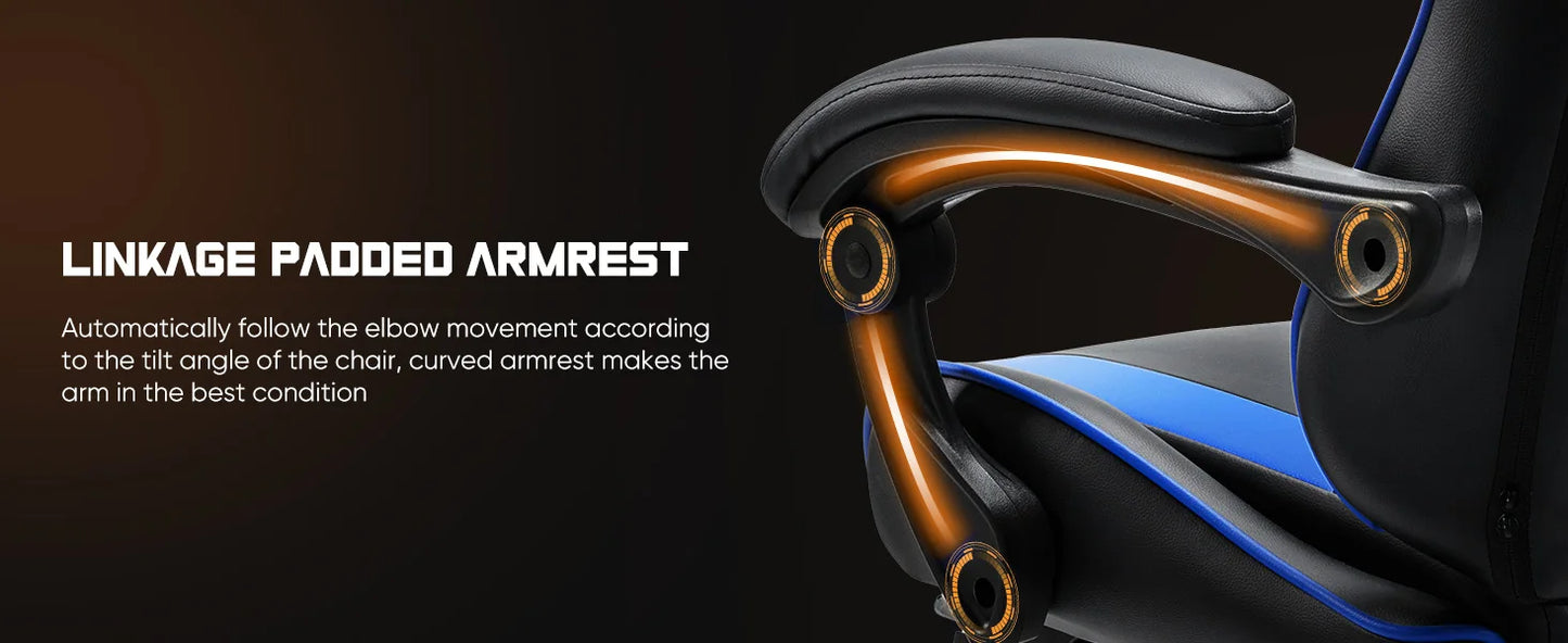 Swivel PU Leather with Headrest and Lumbar Support Gaming Chair