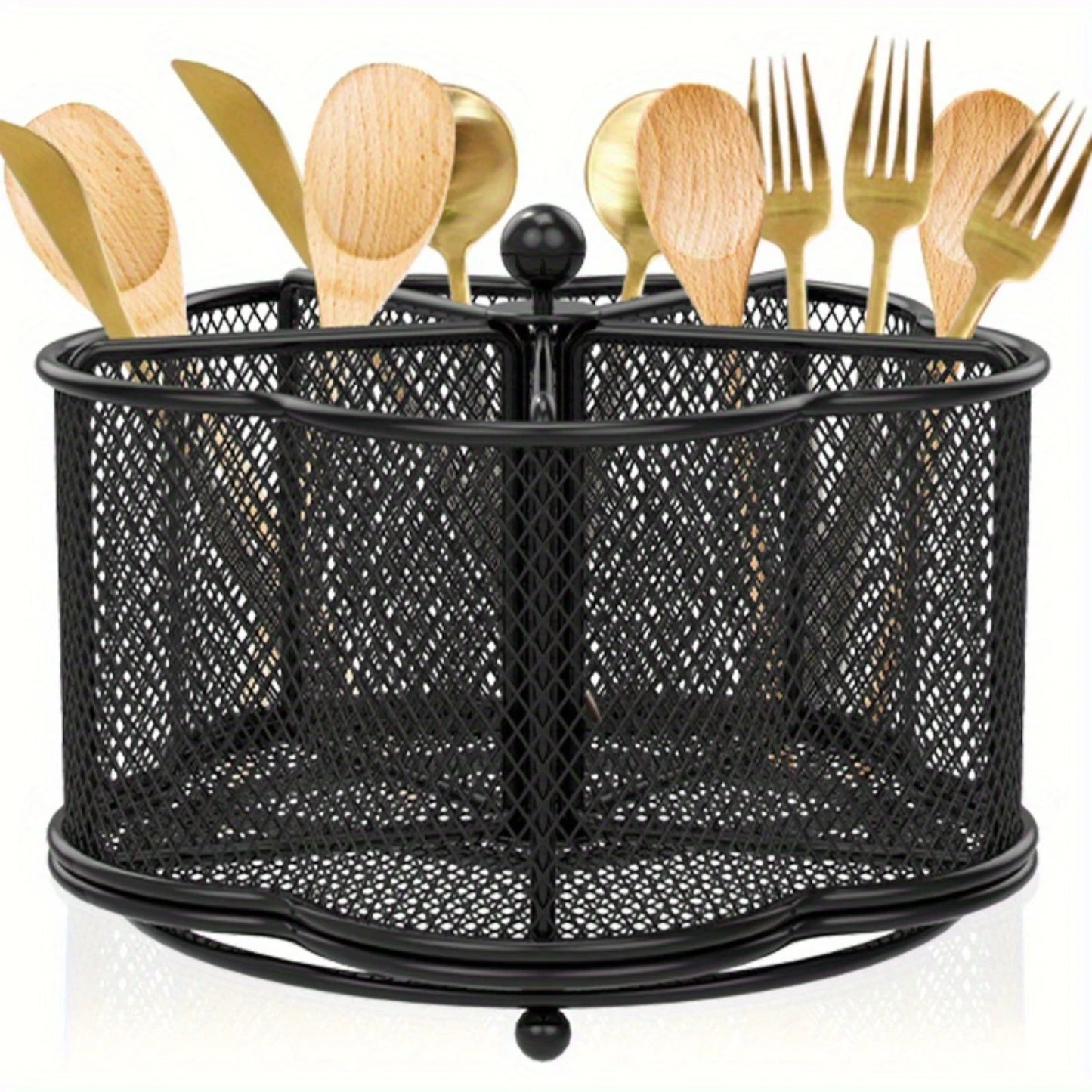 Iron Utensil Holder with ° Spin - Stylish Plaid Kitchen Organizer