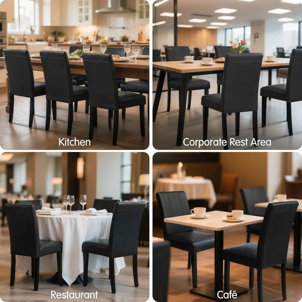 Faux Leather High Back Upholstered Parsons Dining Chairs Set