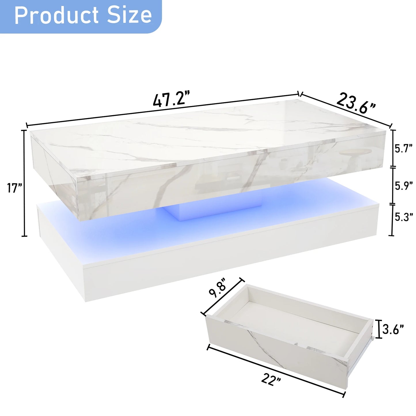 Modern Stylish Coffee Table with LED lights