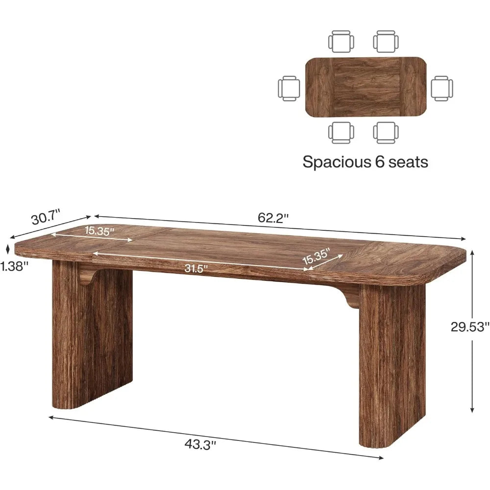 Modern Dining Table with Double Robust Pedestal