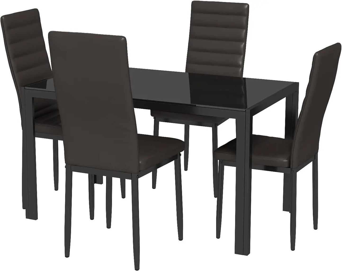 5 Piece Glass Dining Table Set and Chairs for 4