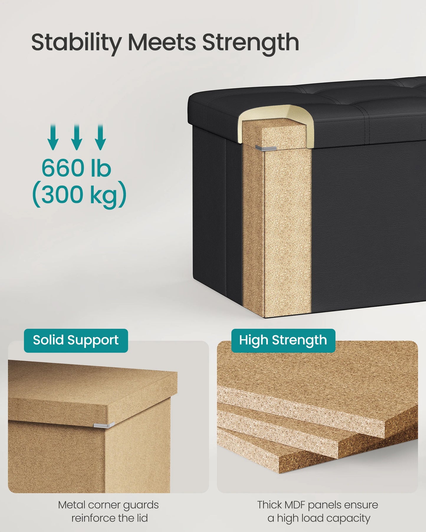 Folding Storage Ottoman Bench
