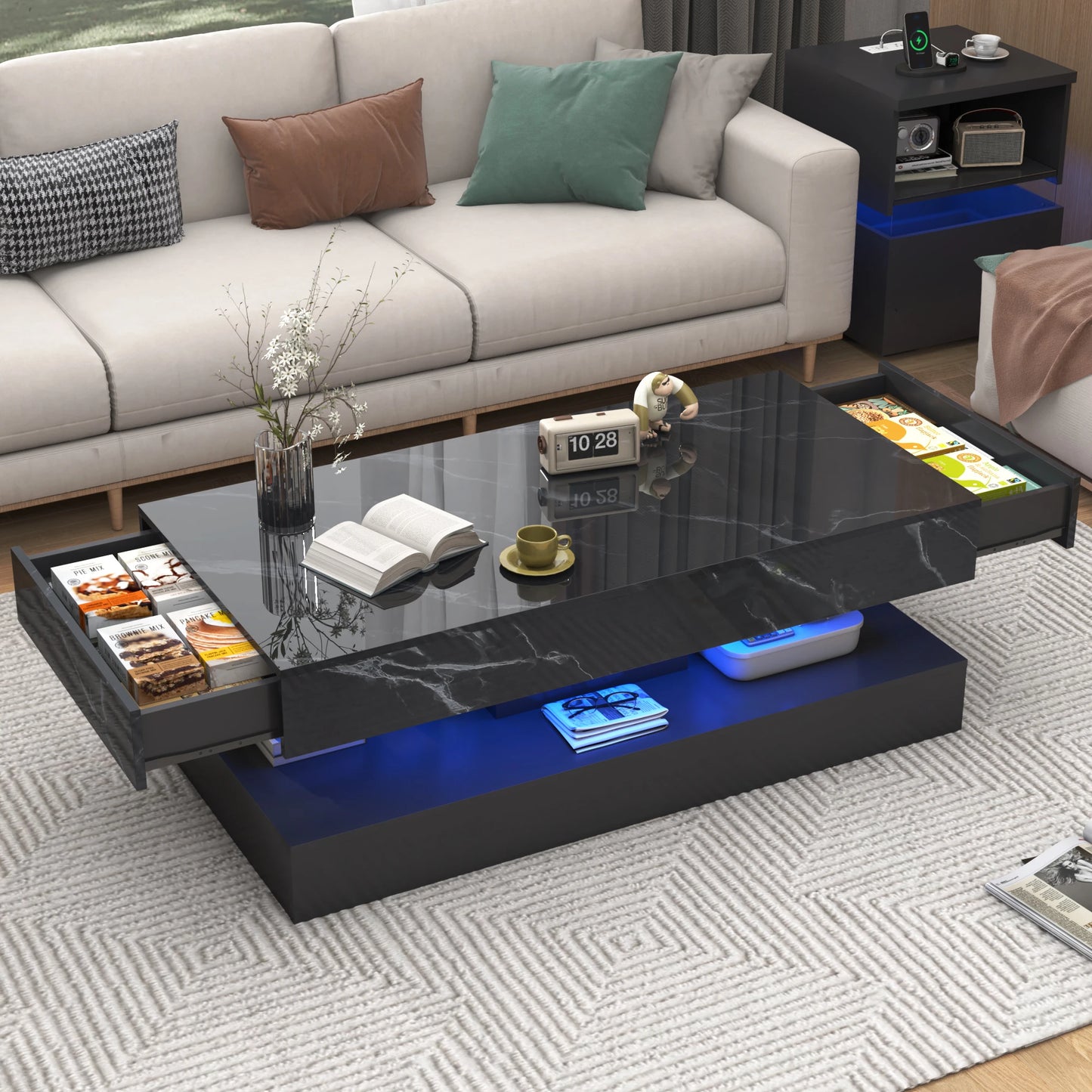 Modern Stylish Coffee Table with LED lights