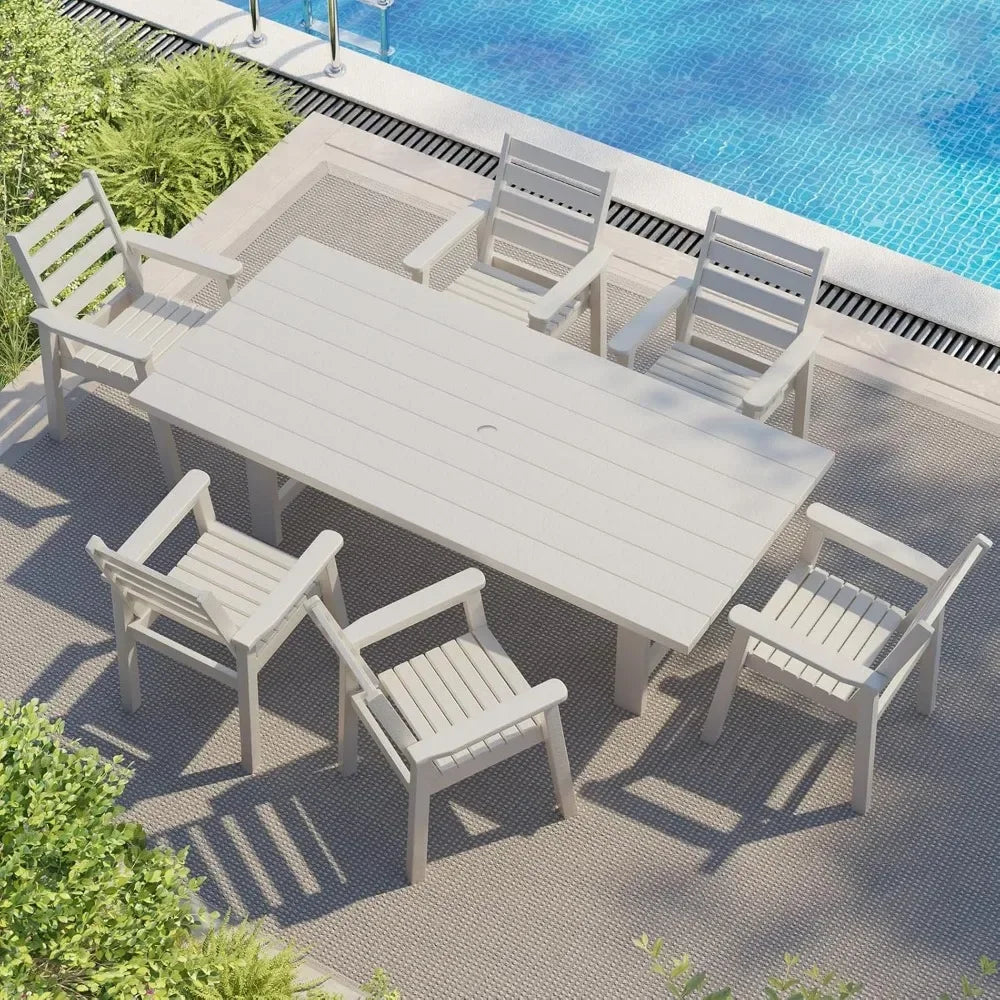 Outdoor Dining Table Set with Umbrella Hole