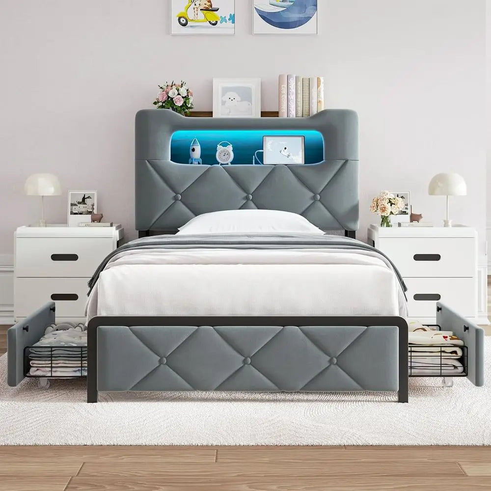 Upholstered LED Bed