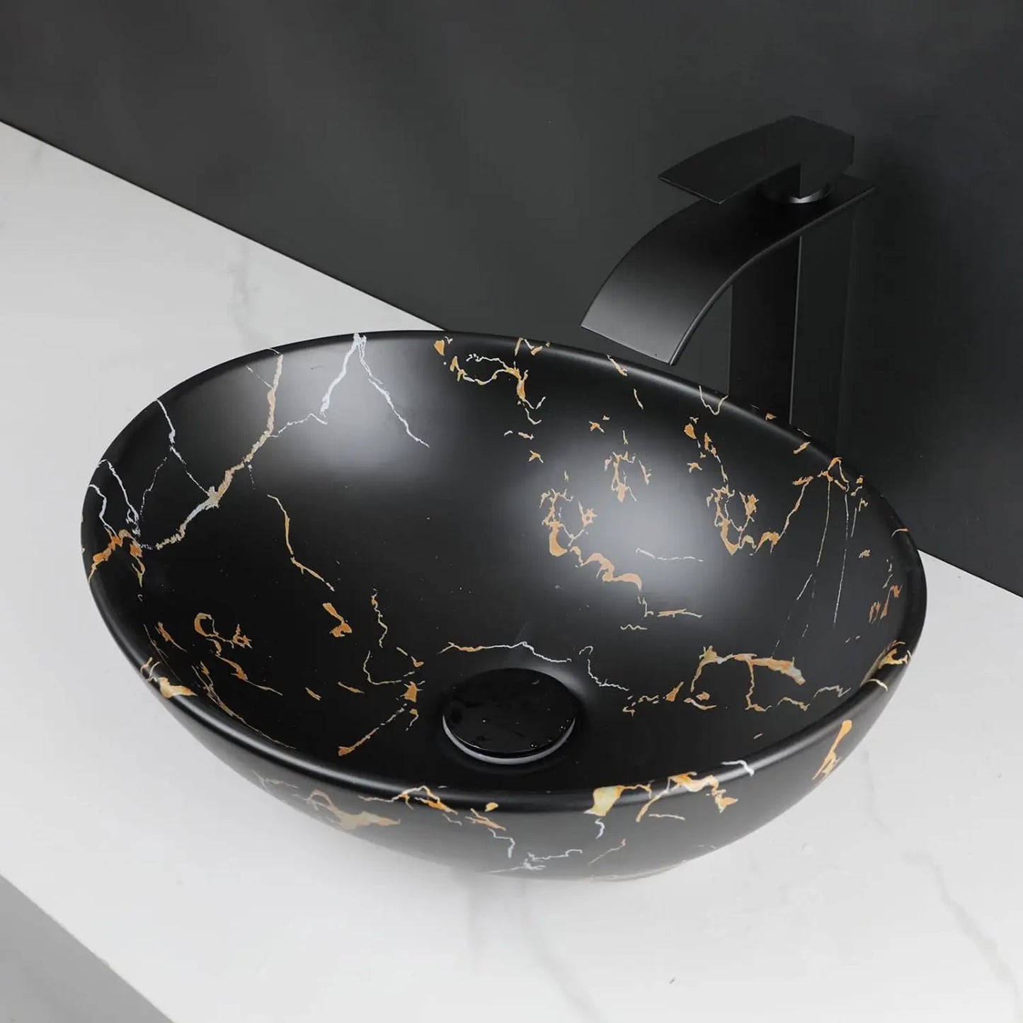 Ceramic Oval Marbling Vessel Sink