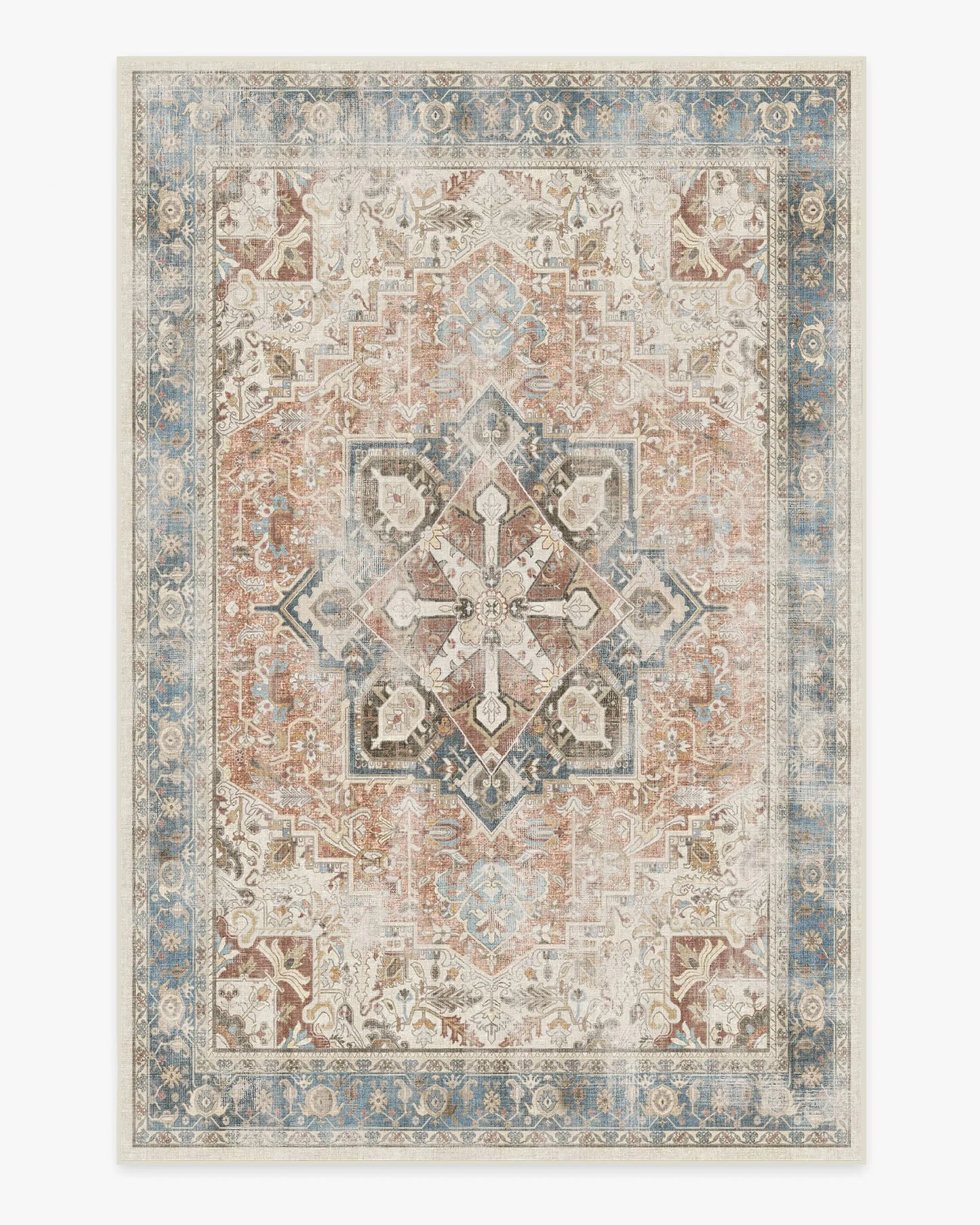 Traditional Persian Vintage Turkish Geometric Pattern Carpet