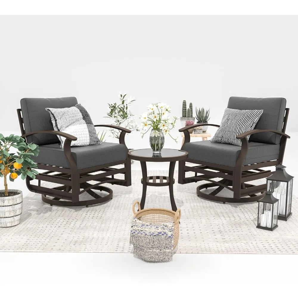Aluminum Patio Furniture Set with 2 Swivel Chairs