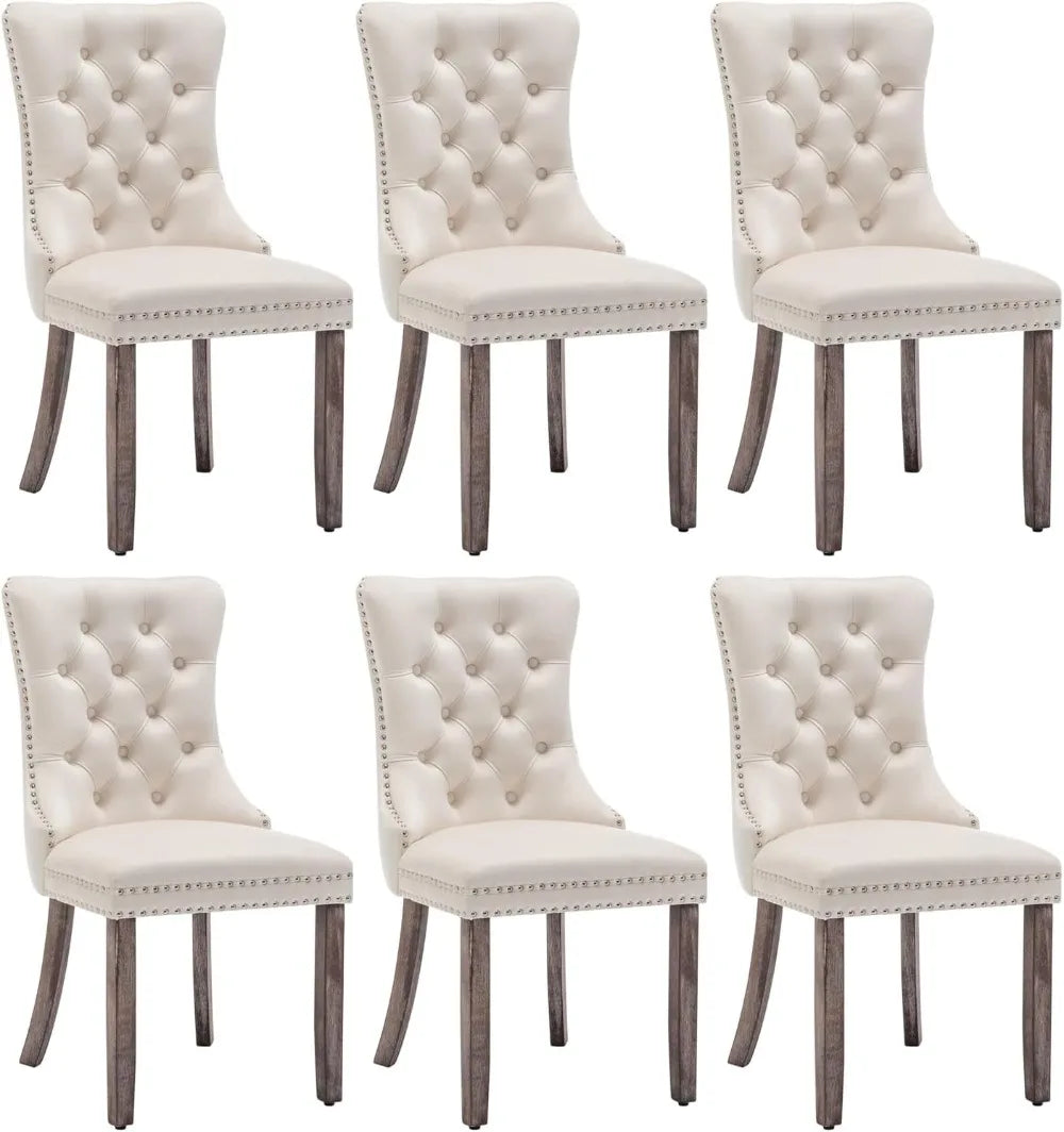 Upholstered Velvet Dining Room Chairs with Nail-Head Ring Pull Trim