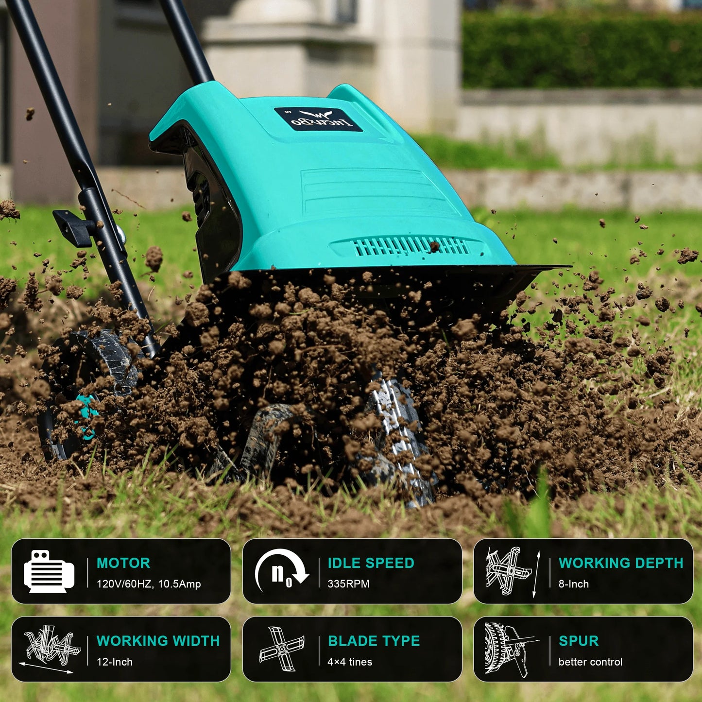 Garden Electric Rototiller Cultivator for the Yard