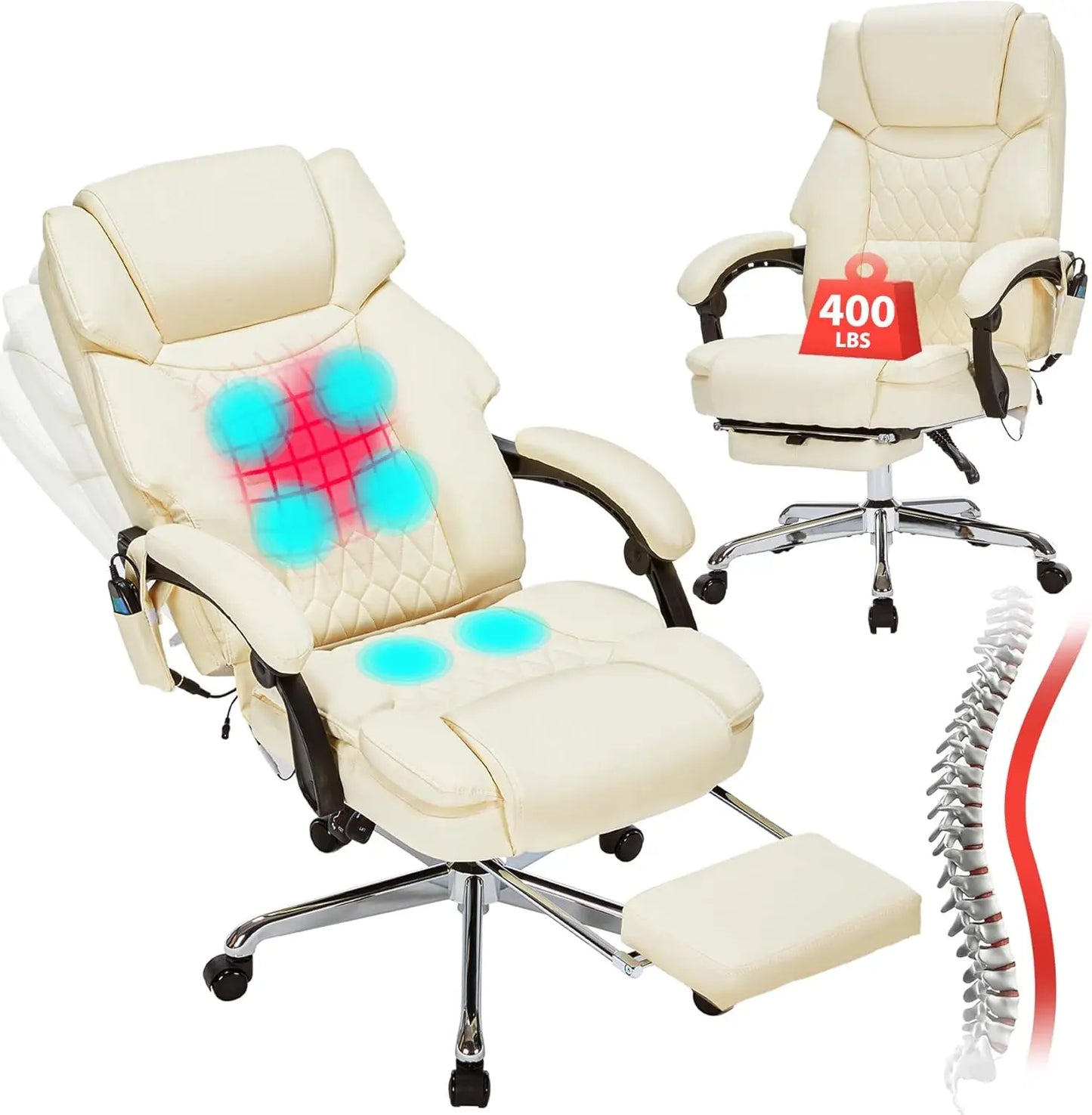 Massage Office Chair with Foot Rest and 6 Points Vibration with Heat
