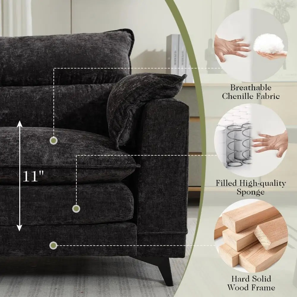 Modern Chenille Soft Upholstered Sofa Couch