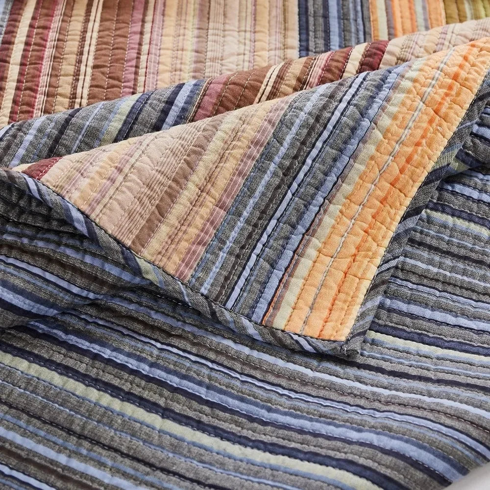 Greenland Home Katy - Reversible Stripe Quilt Set