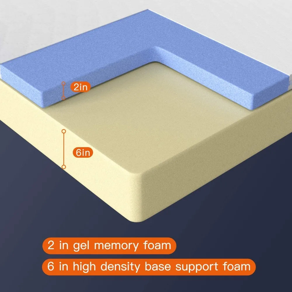 Mattress Gel Memory Foam for Cool Sleep & Pressure Relief