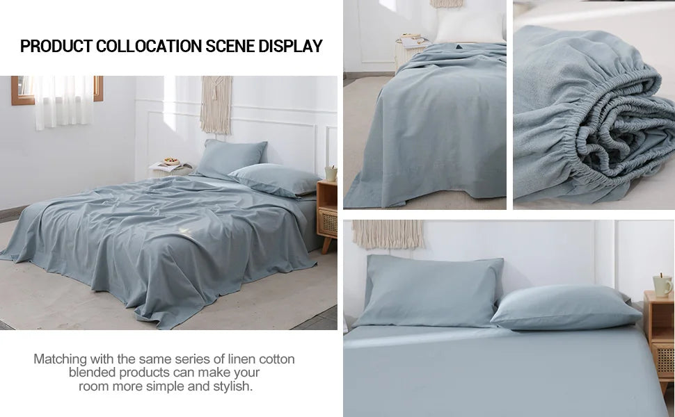 Mattress Cover Natural Flax Cotton Soft Bedding