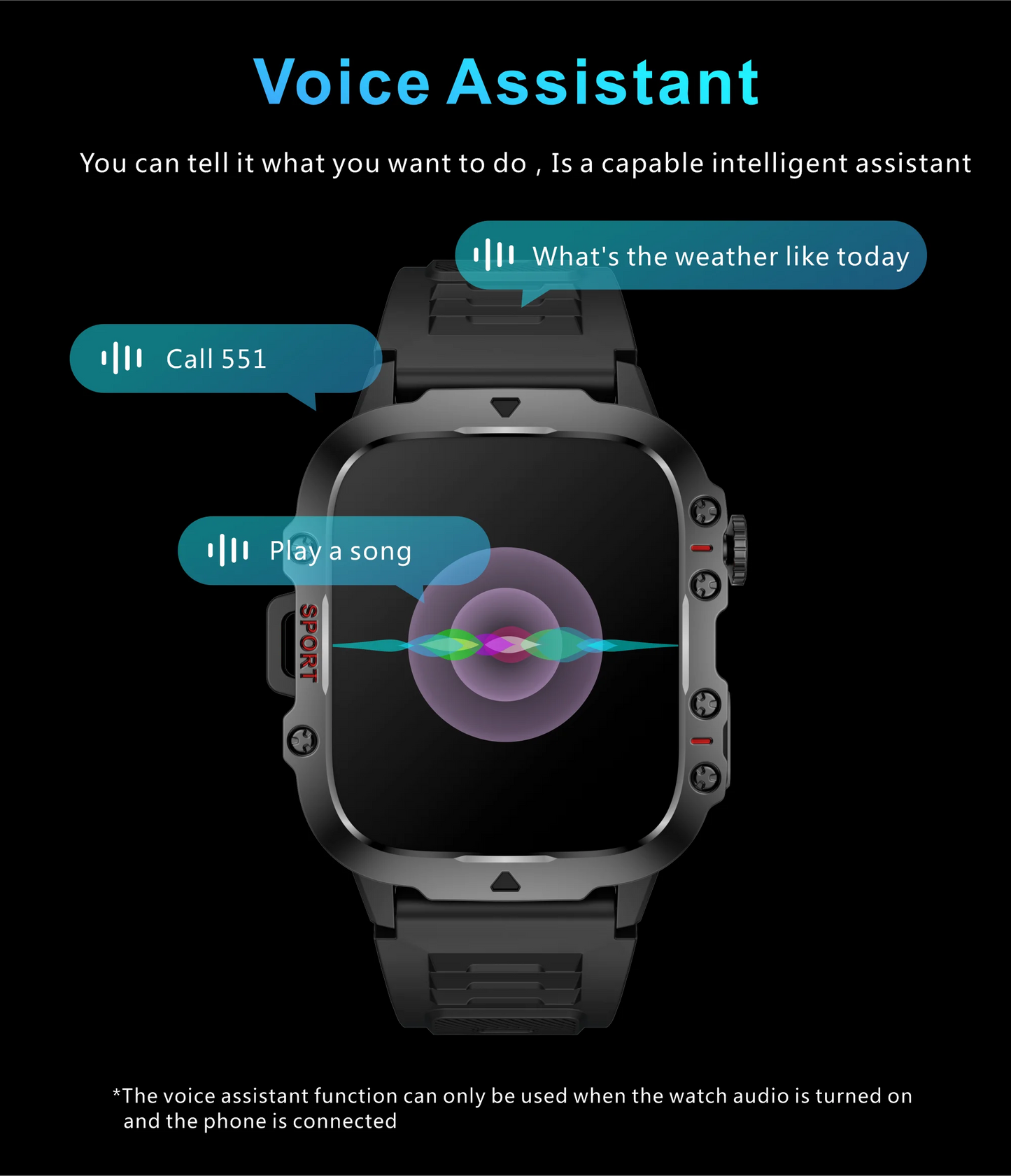 New For Xiaomi Military Smart Watch Outdoor Sports Fitness Tracker