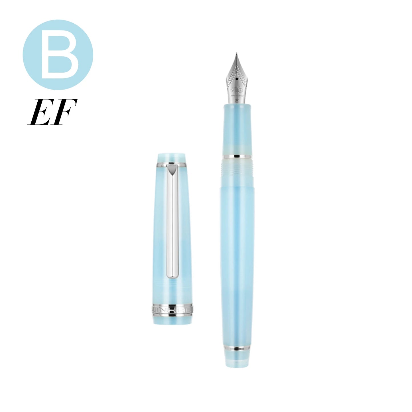 Fountain Pen Silver clip Acrylic Barrel Fine Nib