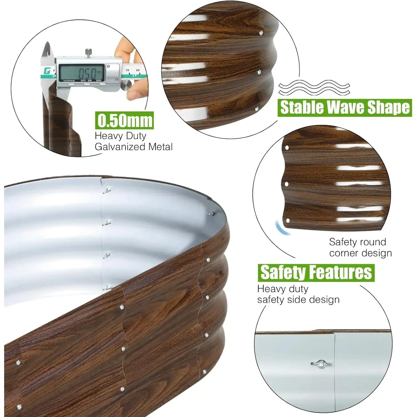 Outdoor Garden Oval Metal Planter Bed Box