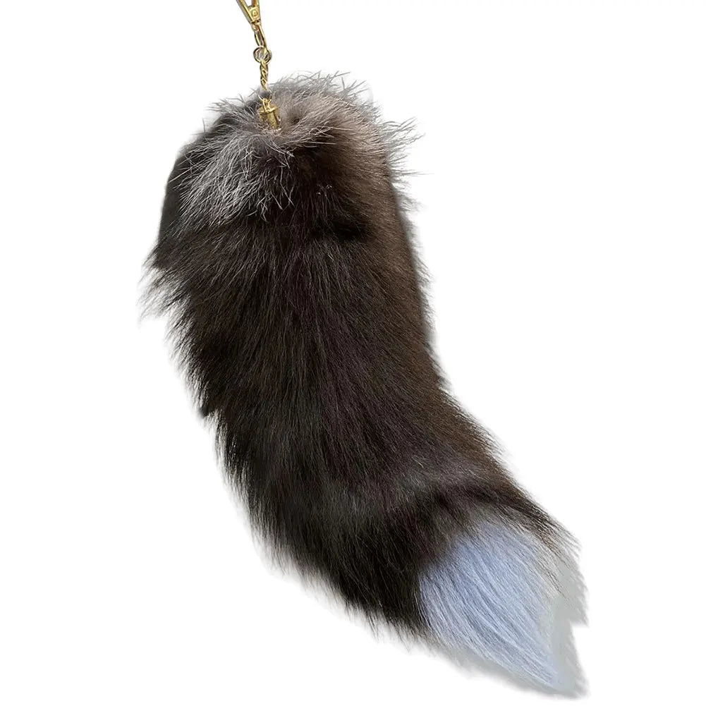Huge Fluffy Faux Fur Fox Tail Keychain Therian Tail Fox Tail Keychain Cute Animal Tail Keychain Cosplay Tail Gift for Women Girl