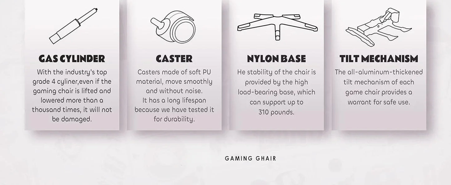 Cat Ears Paw Lumbar and Cushion Computer Chair