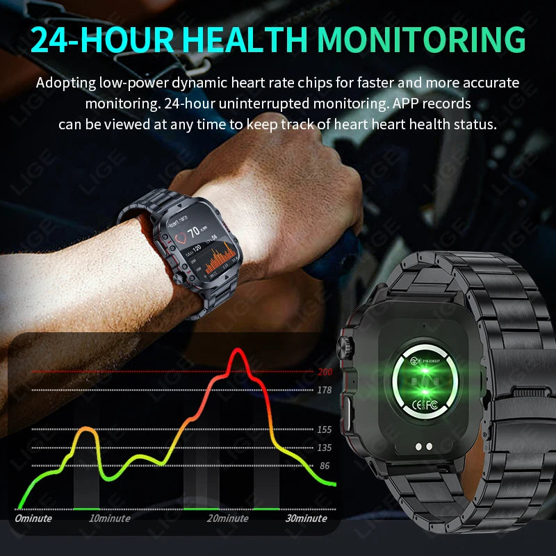 New For Xiaomi Military Smart Watch Outdoor Sports Fitness Tracker
