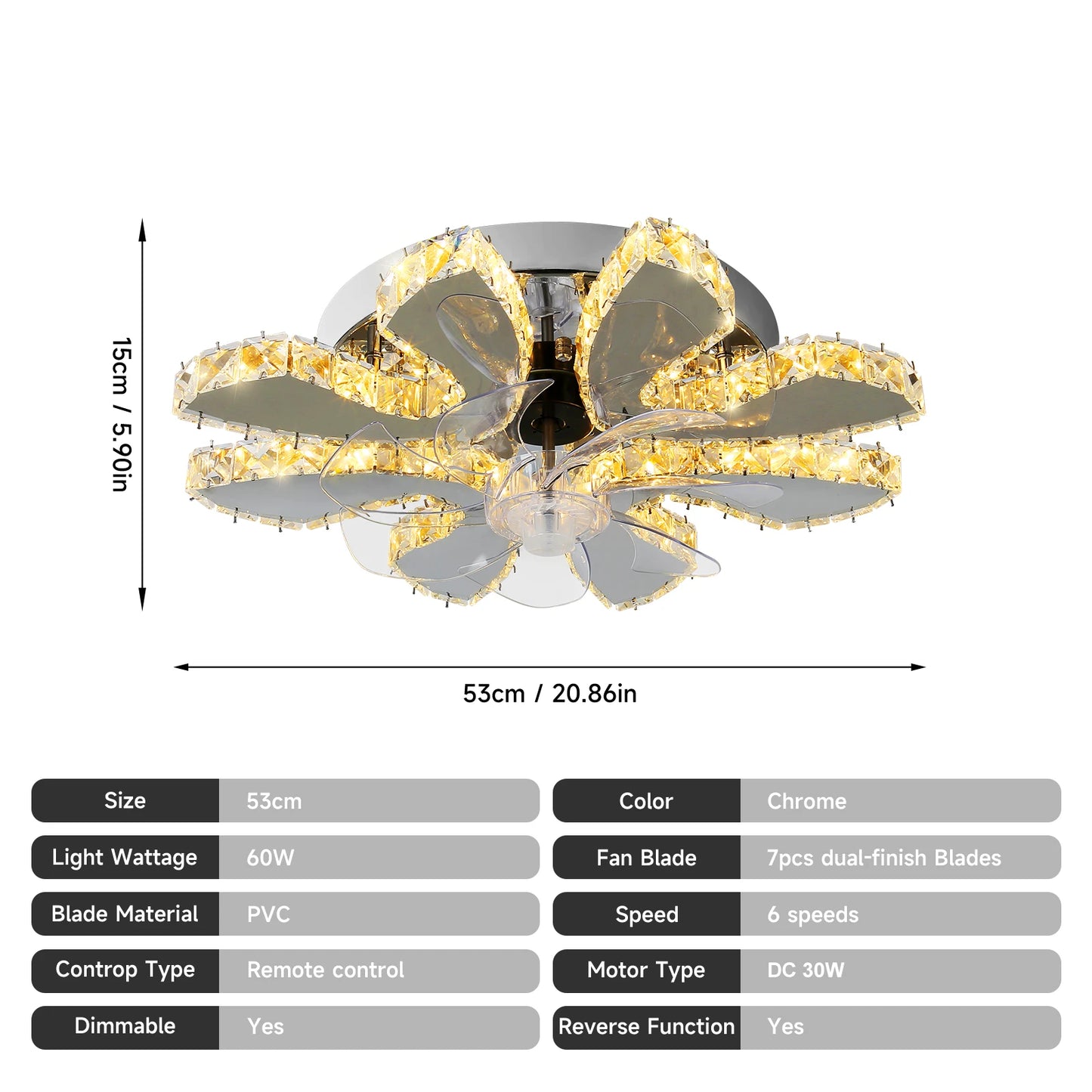 Luxury Crystal Chandelier Modern Ceiling Fan Light