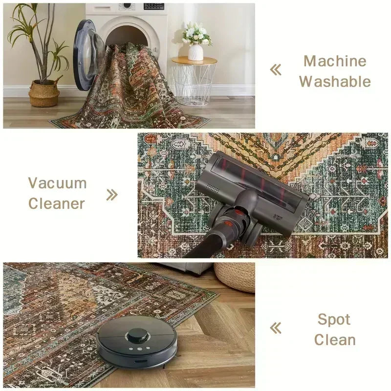 Traditional Persian Vintage Turkish Geometric Pattern Carpet