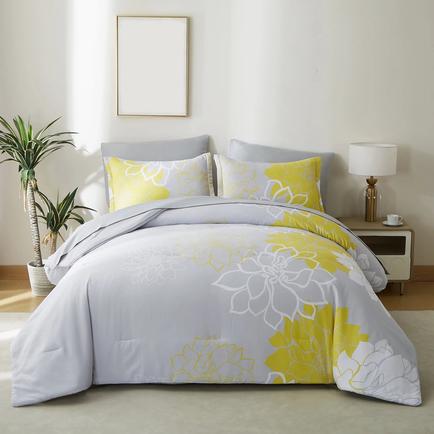 Reversible Botanical Flowers Comforter Set