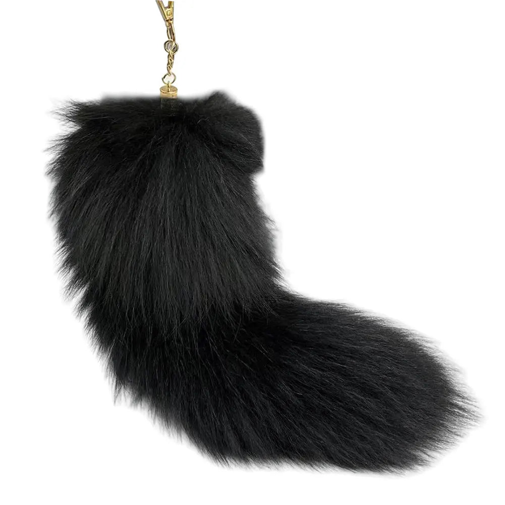 Huge Fluffy Faux Fur Fox Tail Keychain Therian Tail Fox Tail Keychain Cute Animal Tail Keychain Cosplay Tail Gift for Women Girl