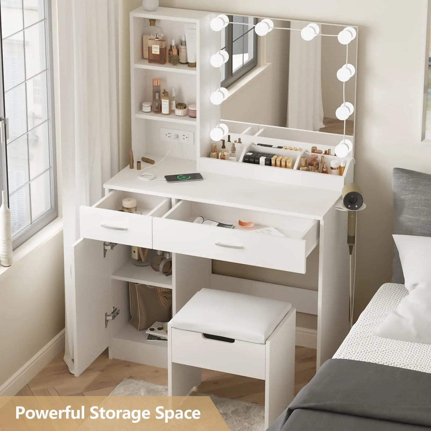 Makeup Vanity Desk w/Mirror Lights