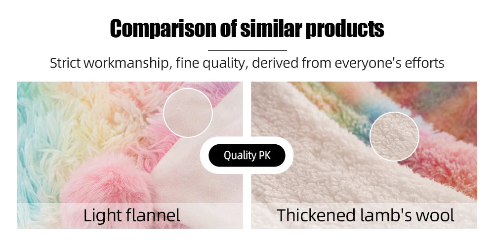 Fluffy Rainbow plush baby blanket